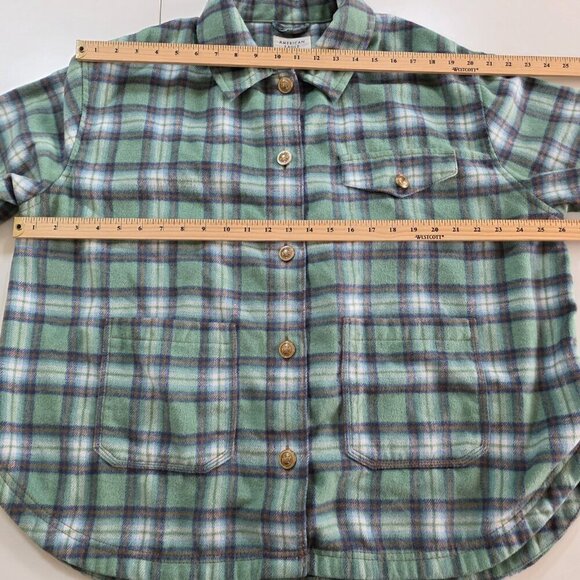 American Eagle Shacket Womens XL Plaid Fleece LS Wool Blend Pockets Buttons Boho - Picture 5 of 16